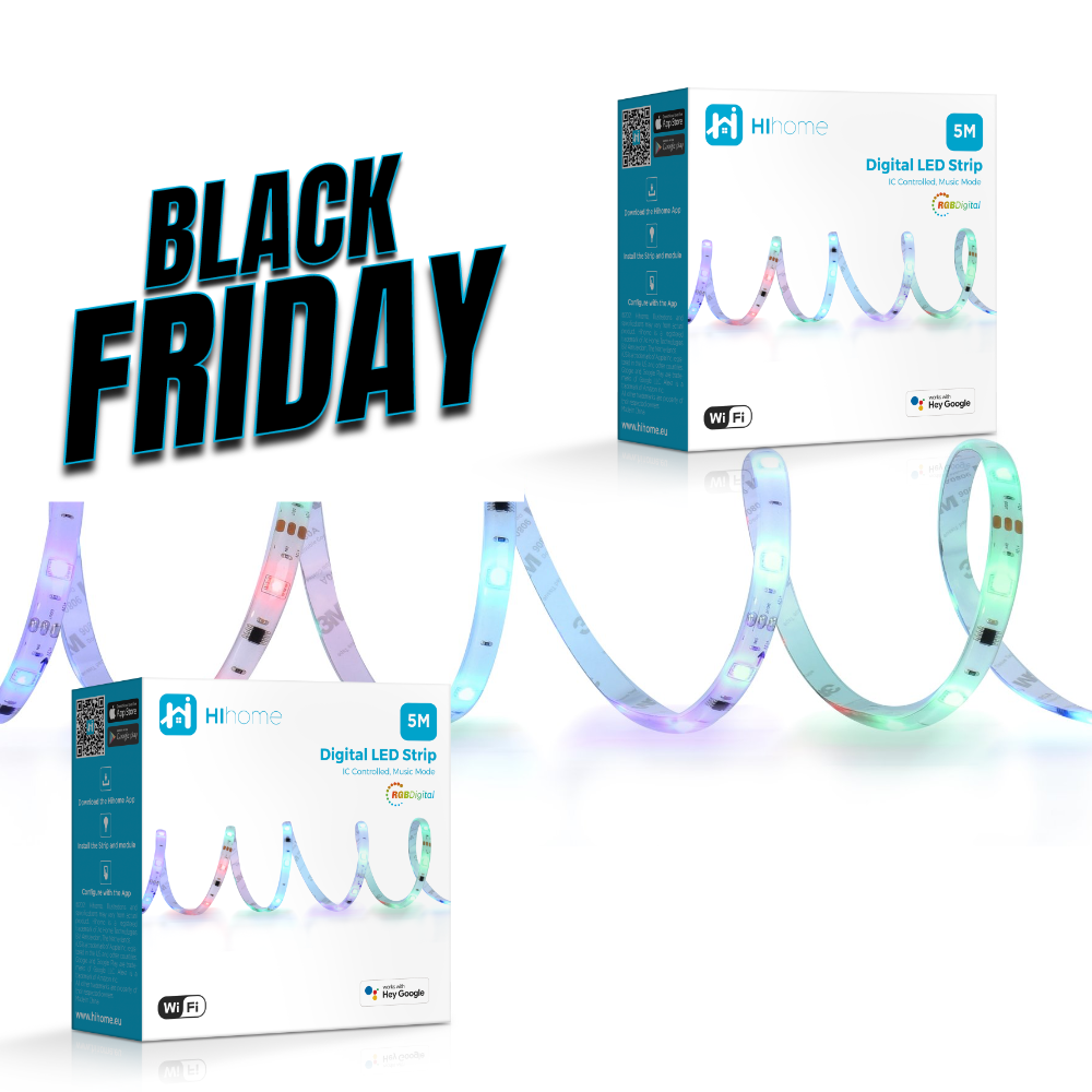2-Pack Hihome RGB Digital WiFi LED Strip with music function - 5 meters