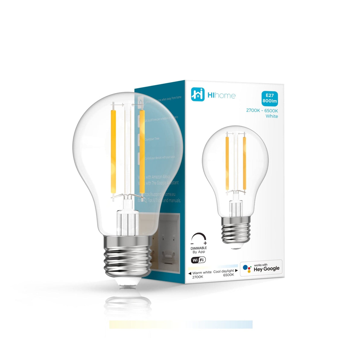 Hihome Hihome Smart Filament LED WiFi Bulb Warm White 2700K to Cool White 6500K WAL-FCT27