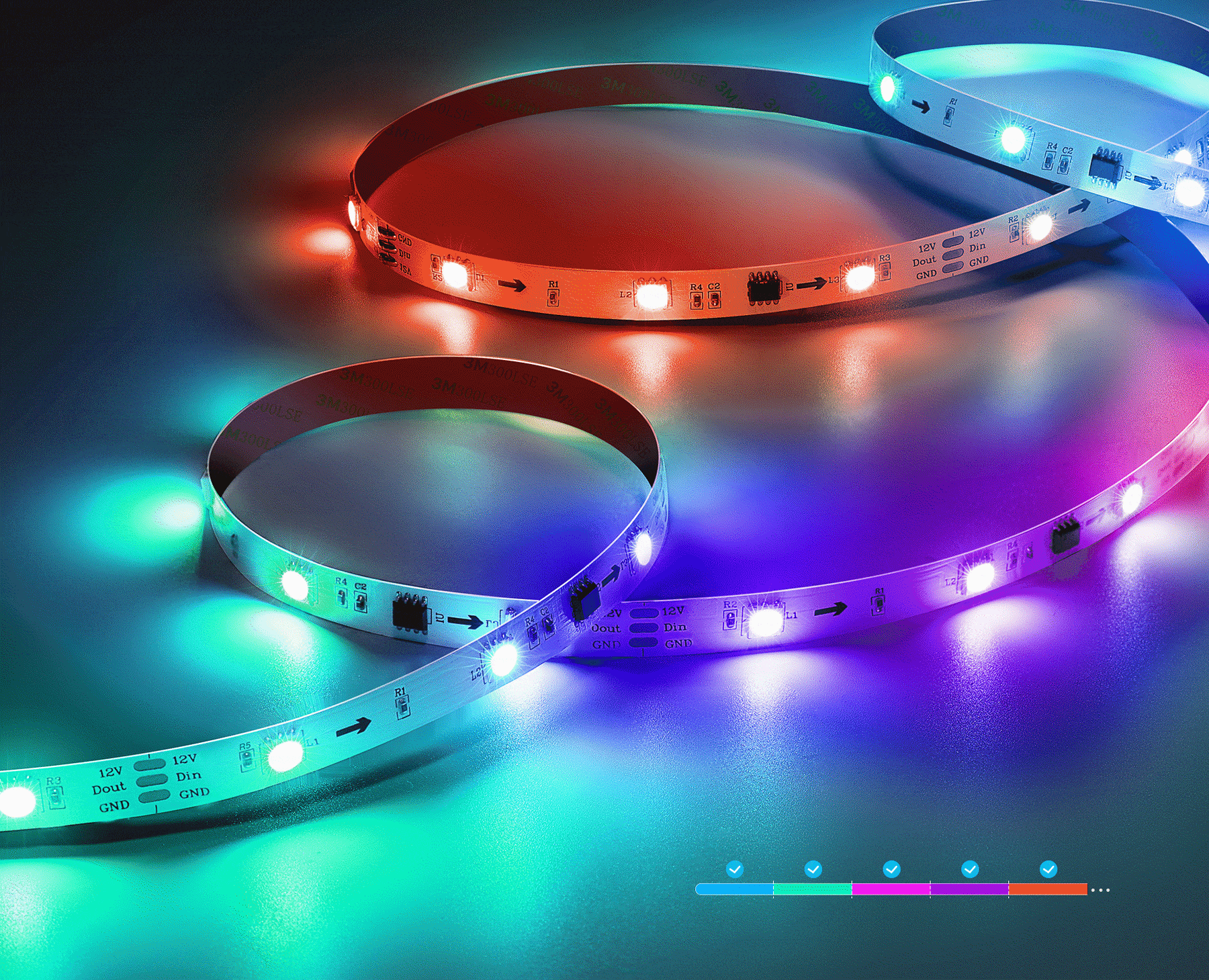 Hihome Hihome RGB Digital WiFi LED Strip met muziek functie - 5 meter WAL-RGBICM5
