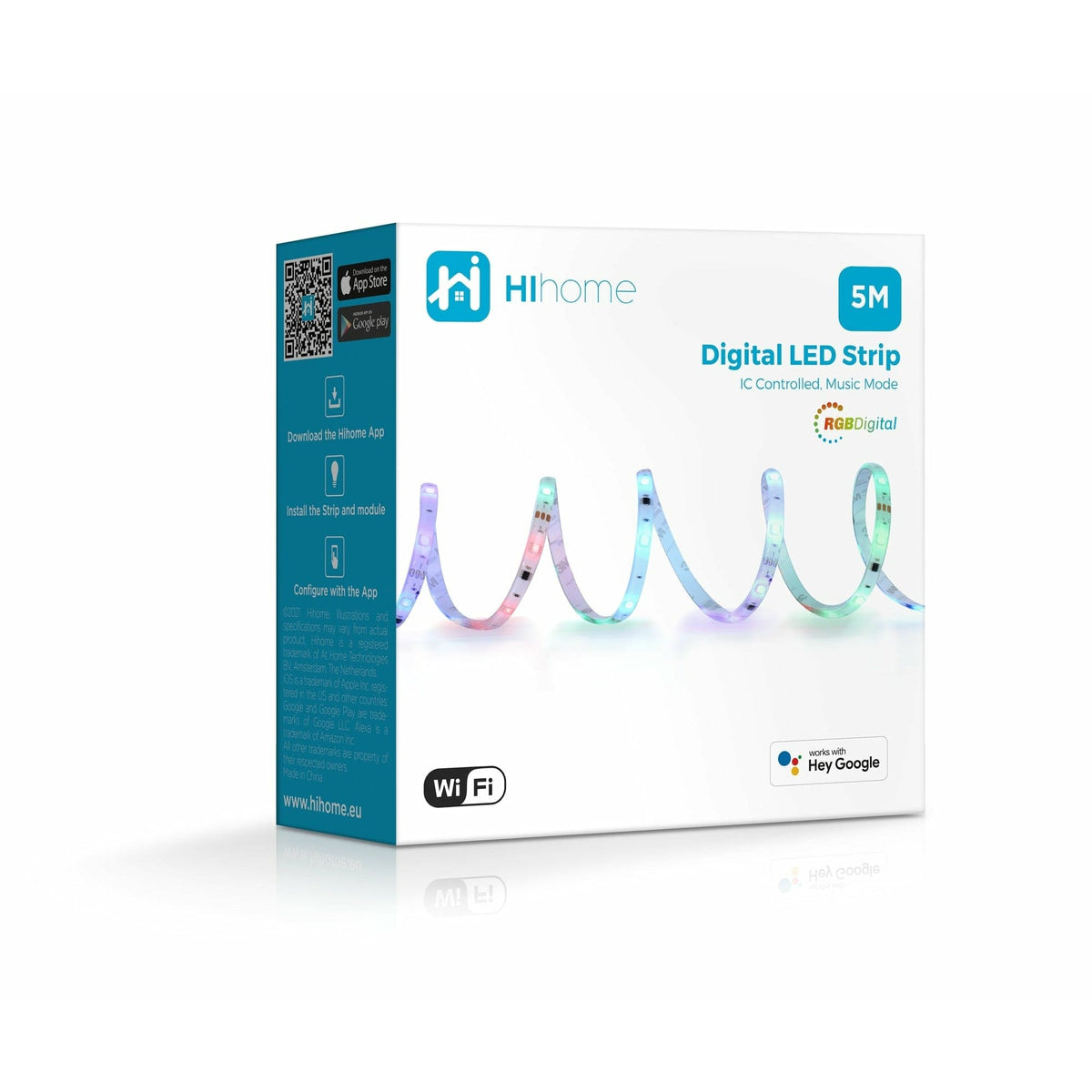 Hihome Hihome RGB Digital WiFi LED Strip met muziek functie - 5 meter WAL-RGBICM5