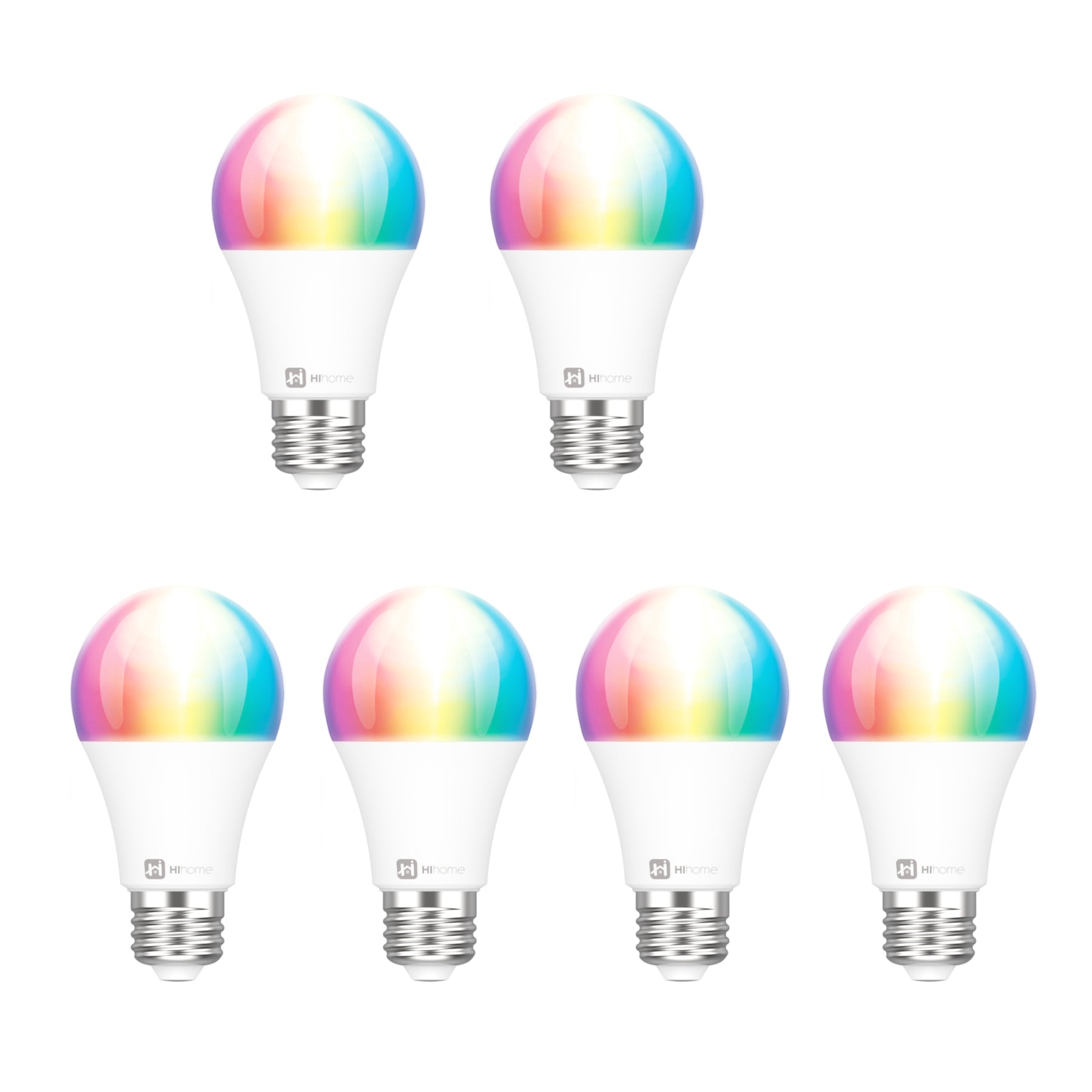 6-Pack Hihome Smart LED WiFi Bulb Gen.2 RGB 16M Colors + Warm White 2700K to Cool White 6500K