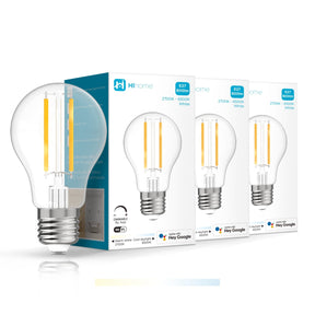 3-pack Hihome Smart Filament LED WiFi Bulb Gen.2 Warm White 2700K to Cool White 6500K